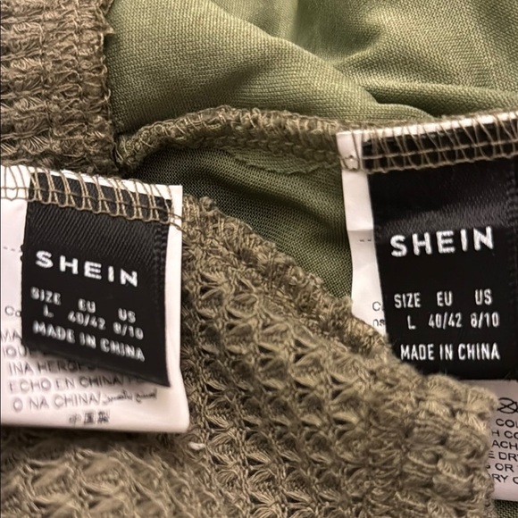 SHEIN Green Ribbed Asymmetrical Bodycon Top & Skirt #448 - Picture 6 of 10